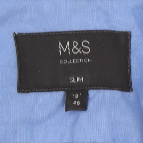 Marks and Spencer Men's Slim Blue Long Sleeve Shirt