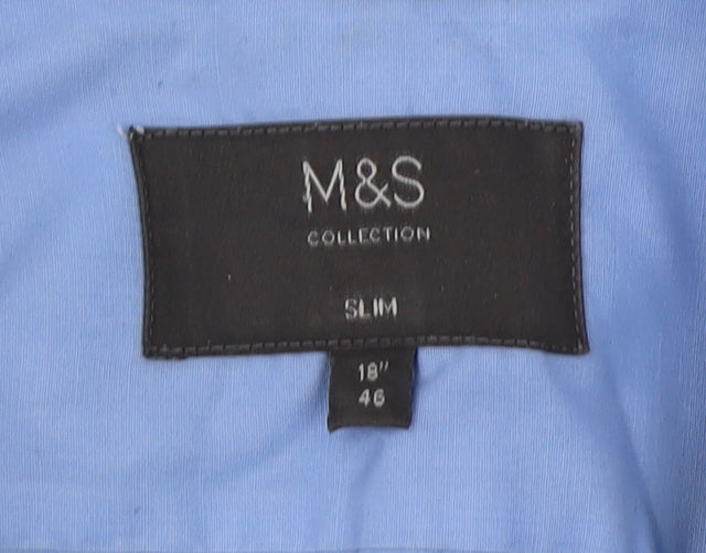 Marks and Spencer Men's Slim Blue Long Sleeve Shirt