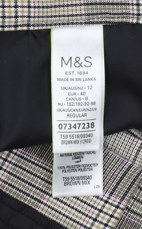 Marks and Spencer Plaid Chino Trousers, Women's Size 12