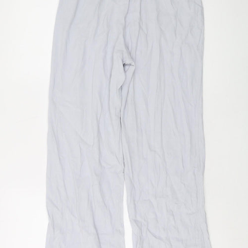 H&M Women's White Wide-Leg Trousers, Size 10, Relaxed Fit