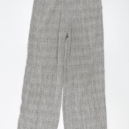 Zara Women's Grey Knit Wide-Leg Trousers, Size 8