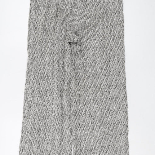Zara Women's Grey Knit Wide-Leg Trousers, Size 8