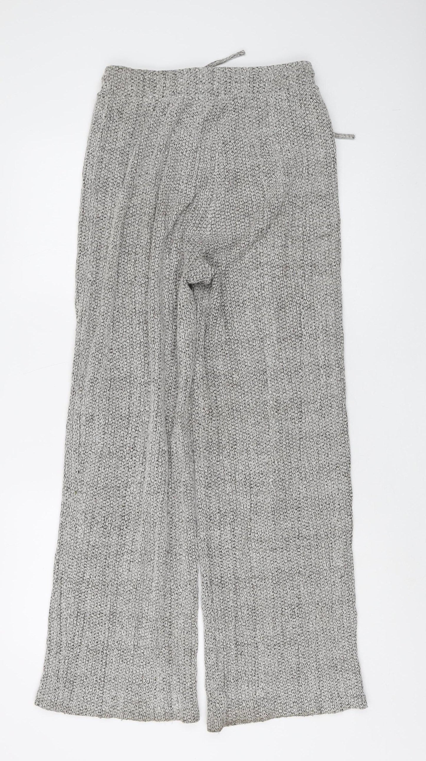 Zara Women's Grey Knit Wide-Leg Trousers, Size 8