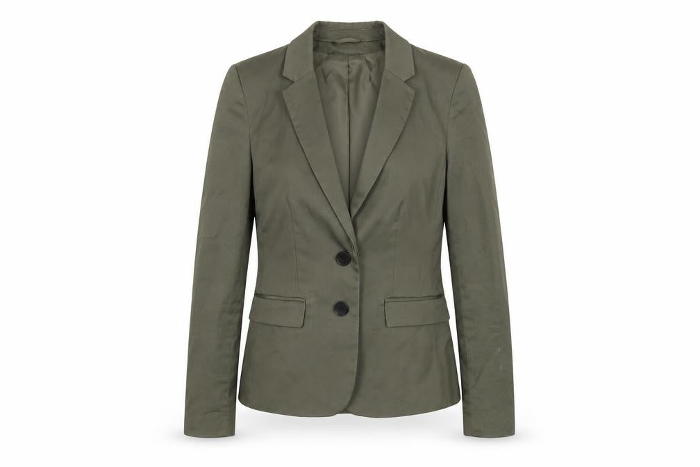 Front view of H&M Women's Green Suit Jacket, size 10, Regular Fit