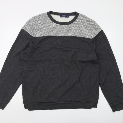 Topman Men's Grey 2XL Geometric Pullover Sweatshirt