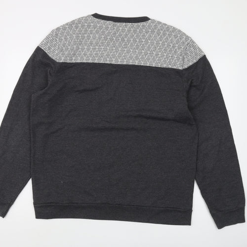 Topman Men's Grey 2XL Geometric Pullover Sweatshirt