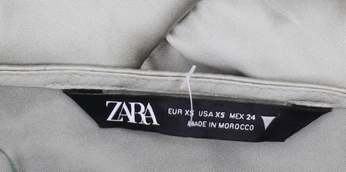 Zara Women's Grey Satin Wrap Mini Dress XS
