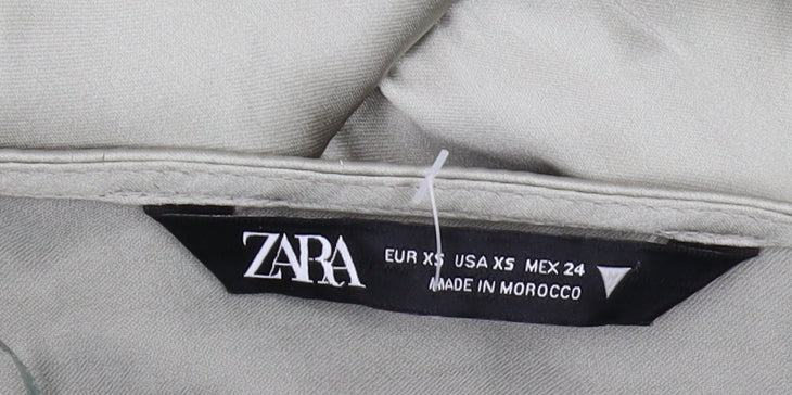 Zara Women's Grey Satin Wrap Mini Dress XS