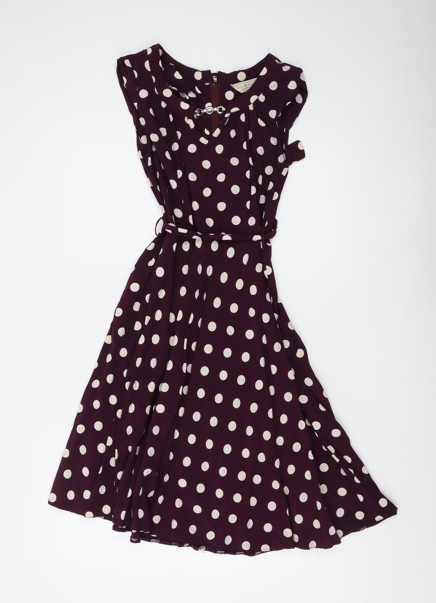 Dorothy Perkins Women's Purple Polka Dot Midi Dress Size 12