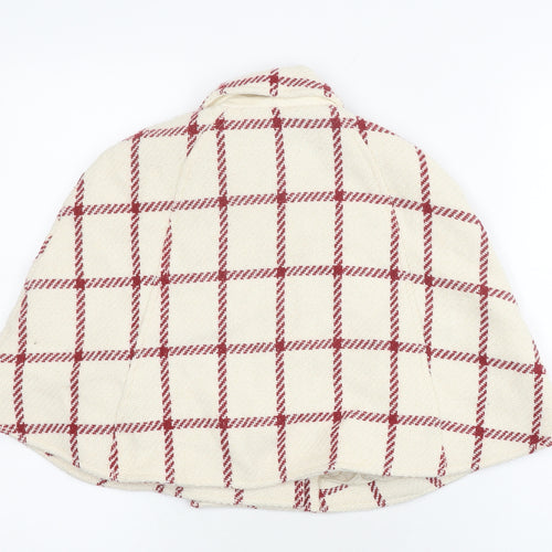 Gap Girls' Ivory Checked Cape Lined Winter Cape