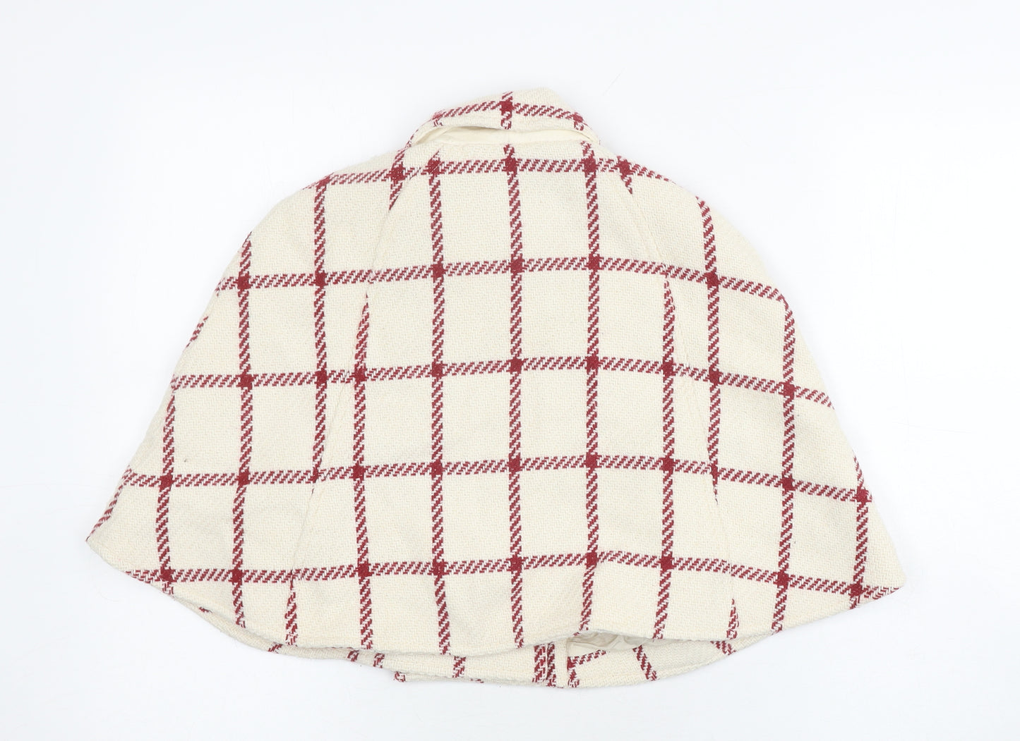 Gap Girls' Ivory Checked Cape Lined Winter Cape