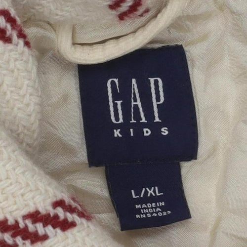 Gap Girls' Ivory Checked Cape Lined Winter Cape