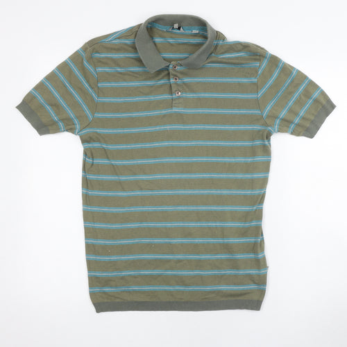 Ted Baker Men's Green Striped Polo Shirt M