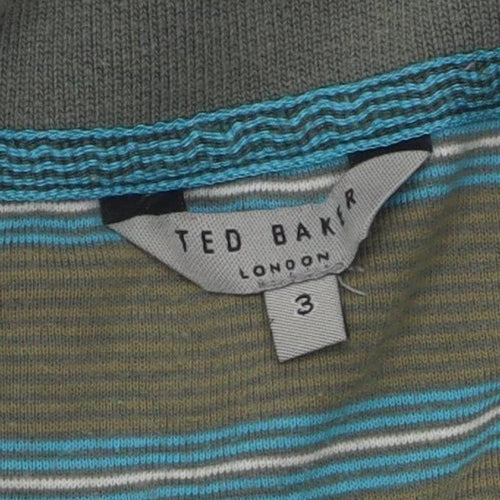 Ted Baker Men's Green Striped Polo Shirt M