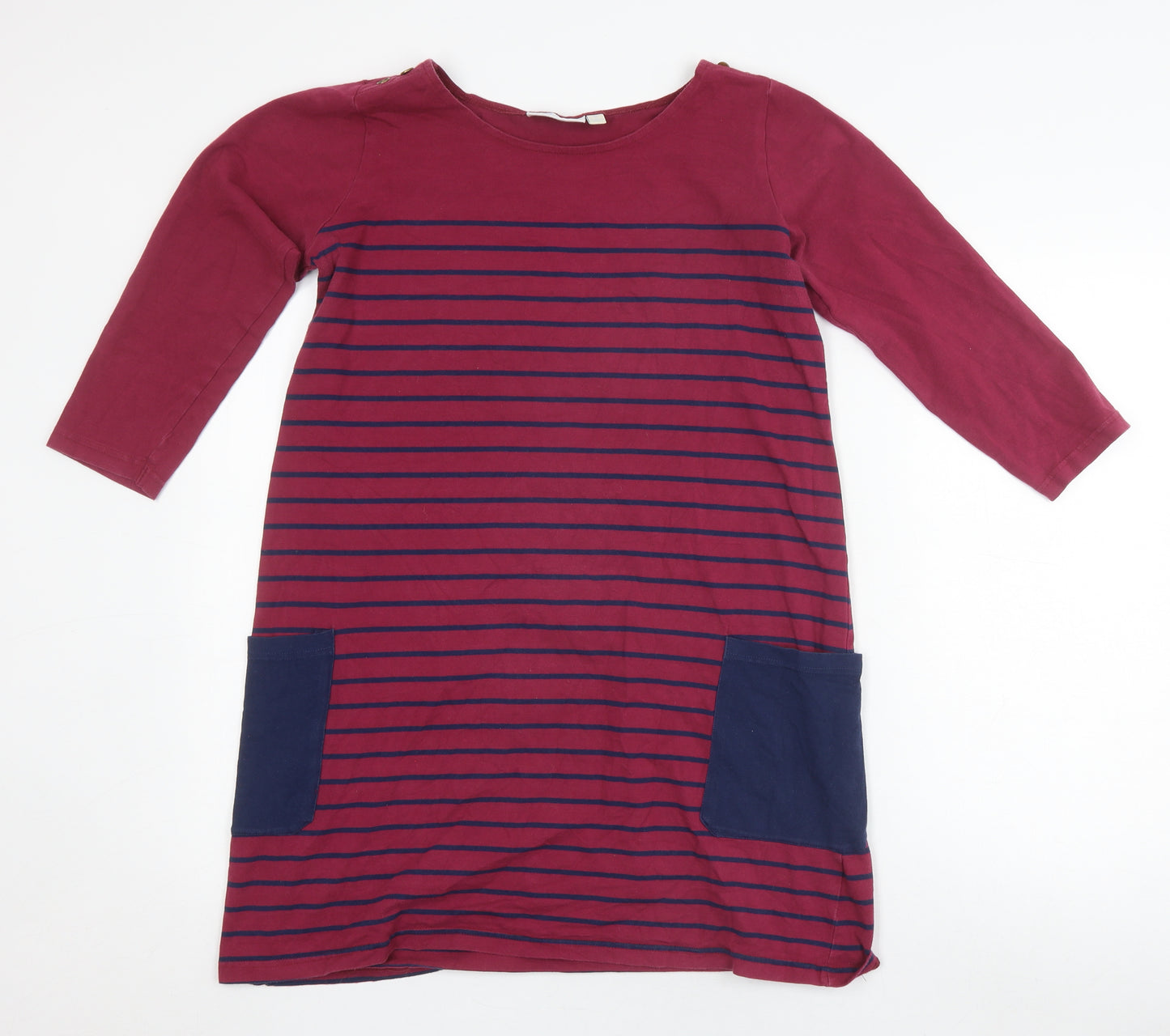 JoJo Maman Bébé Women's Red 3/4 Sleeve Striped T-Shirt
