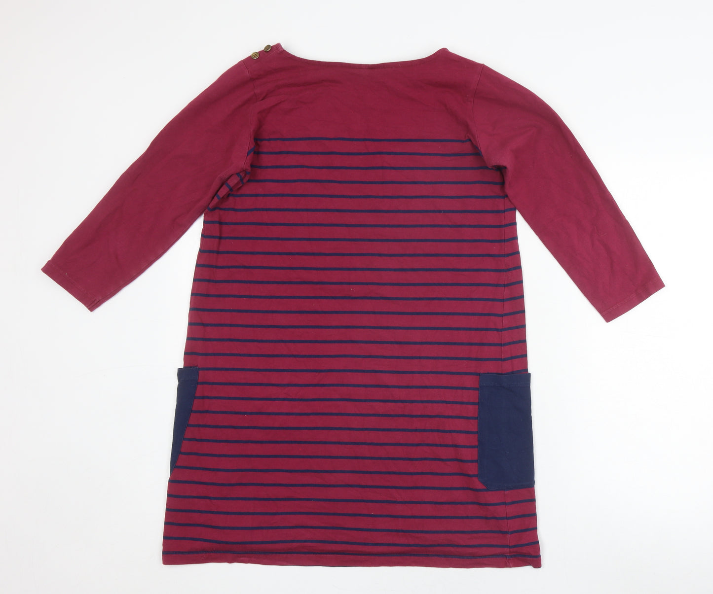 JoJo Maman Bébé Women's Red 3/4 Sleeve Striped T-Shirt