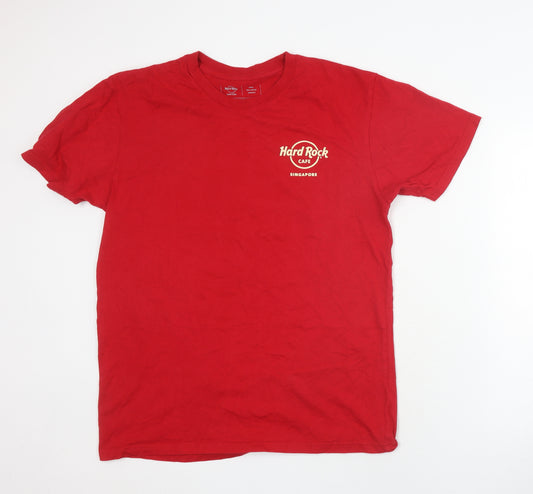 Hard Rock Cafe Men's Red Graphic T-Shirt, L, Music Style