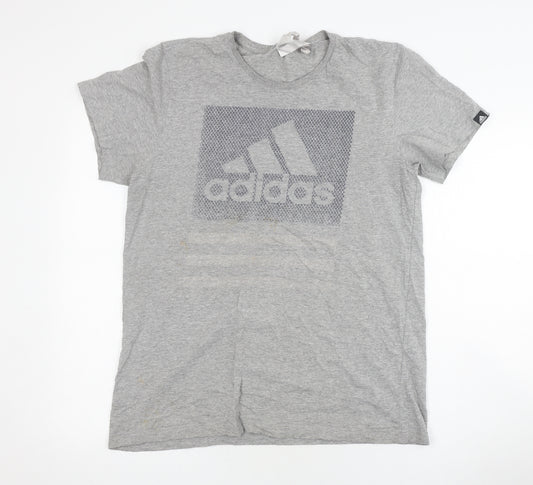 Adidas Men's Grey Graphic Logo T-Shirt Medium