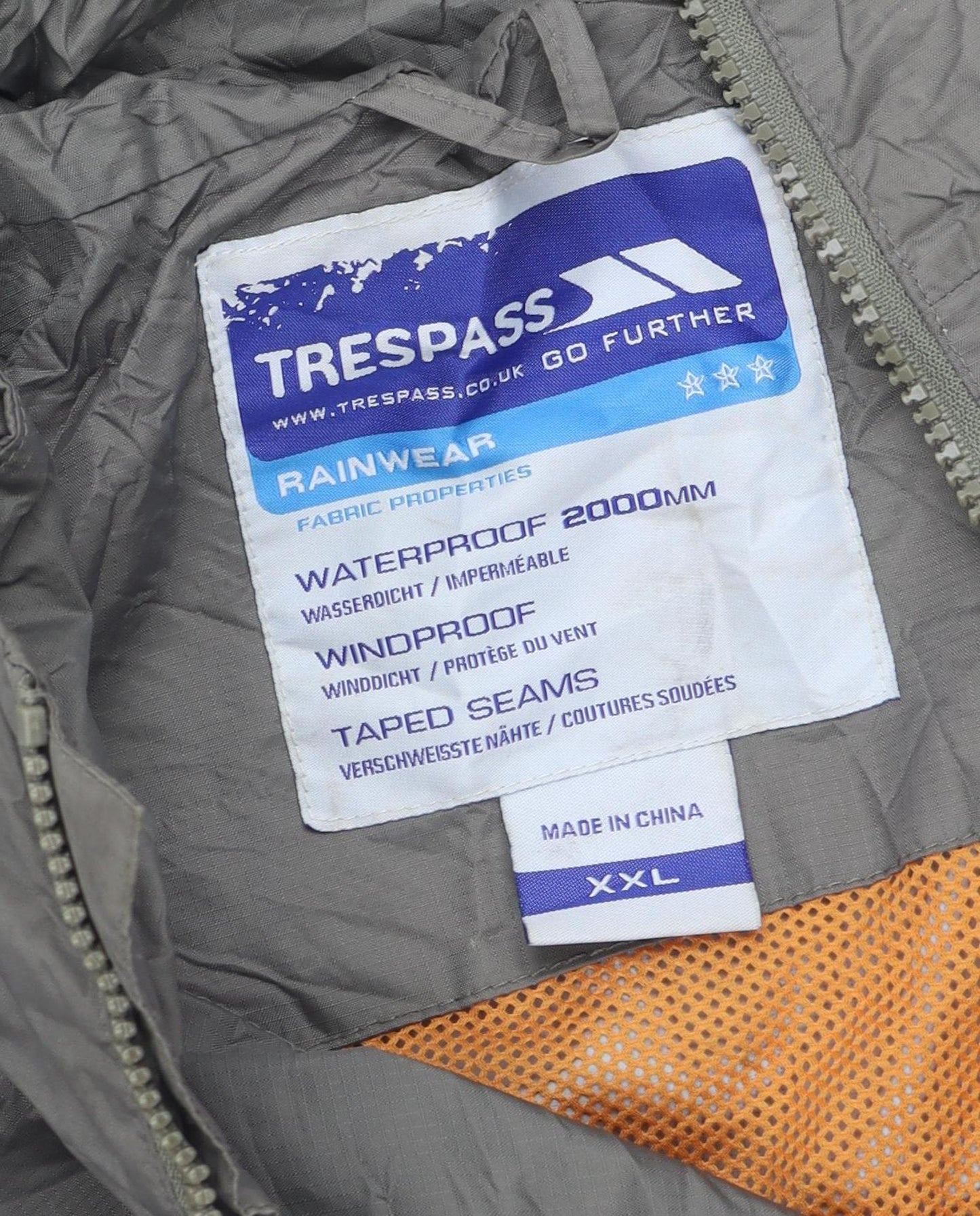 Trespass Men's Brown 2XL Waterproof Rain Coat Jacket