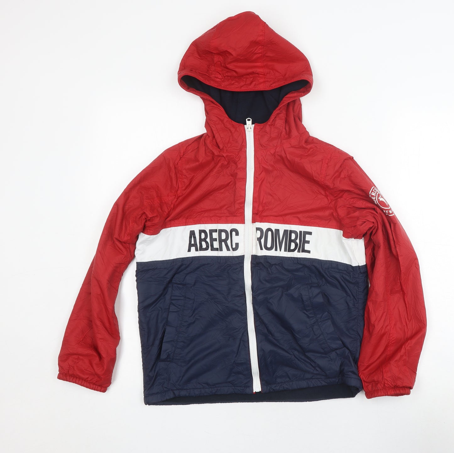 Abercrombie Boys Red Blue Hooded Windbreaker Jacket 11-12 Years