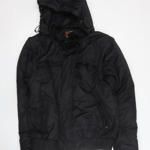 BetaWorx Men's Black Hooded Puffer Jacket, M, Autumn/Winter