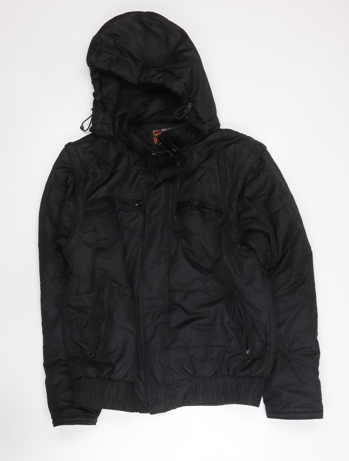 BetaWorx Men's Black Hooded Puffer Jacket, M, Autumn/Winter