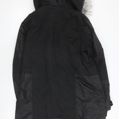 F&F Women's Black Fur Trim Parka Coat, Size 18