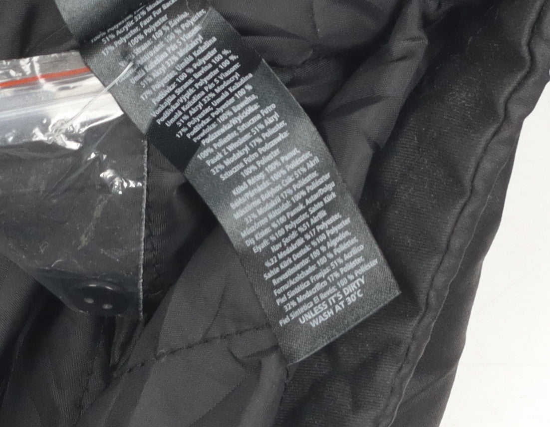 F&F Women's Black Fur Trim Parka Coat, Size 18