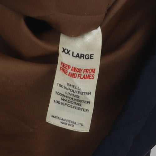 Matalan Unisex Blue Quilted Jacket XL Full Zip Casual