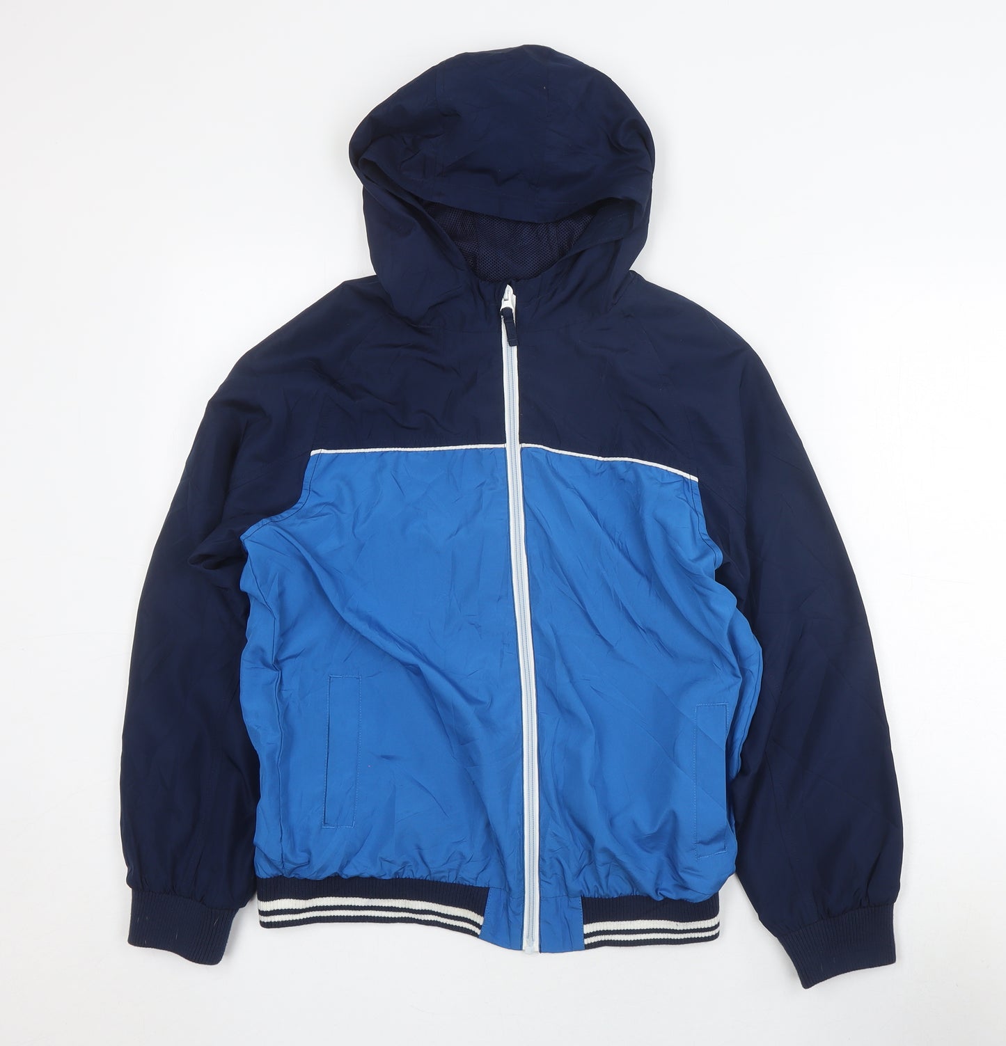 Nutmeg Boys Blue Windbreaker Jacket - Size S, Hooded, Full Zip