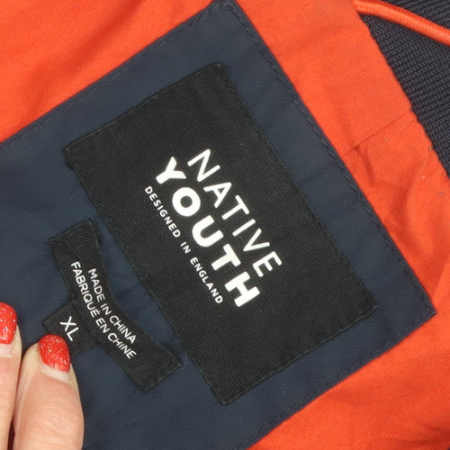 Native Youth Men's Blue Bomber Jacket XL Stand-Up Collar