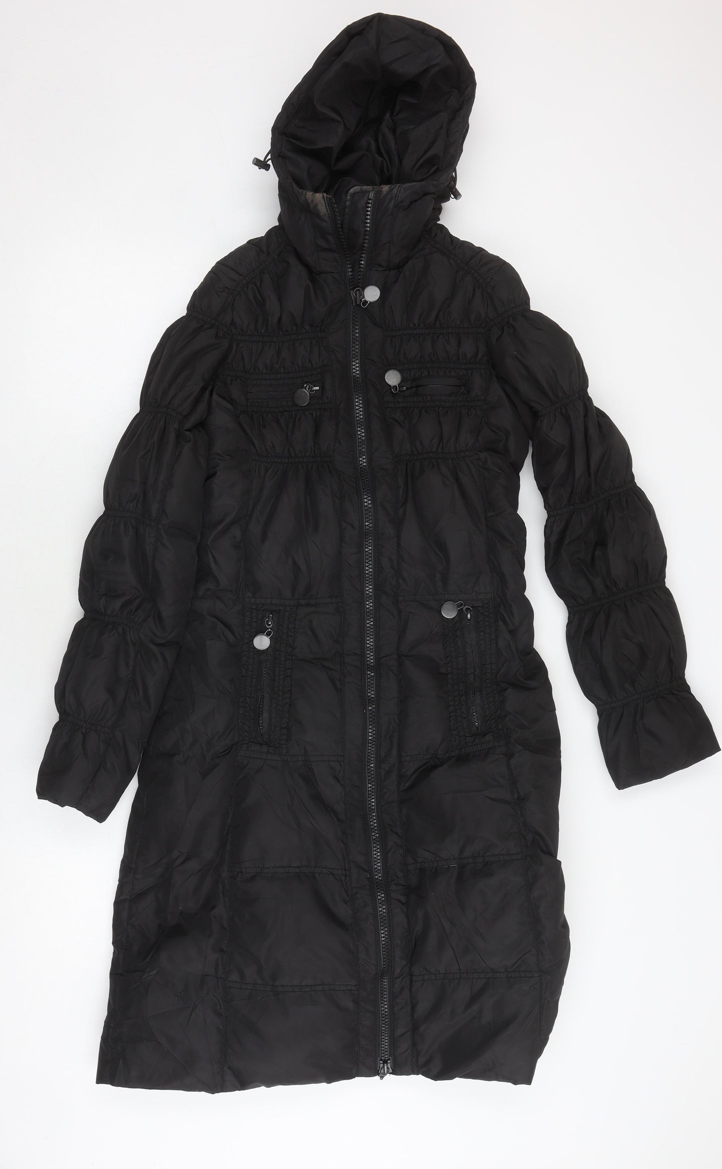 Benetton Women's Black Puffer Coat Size 10 Winter Essential