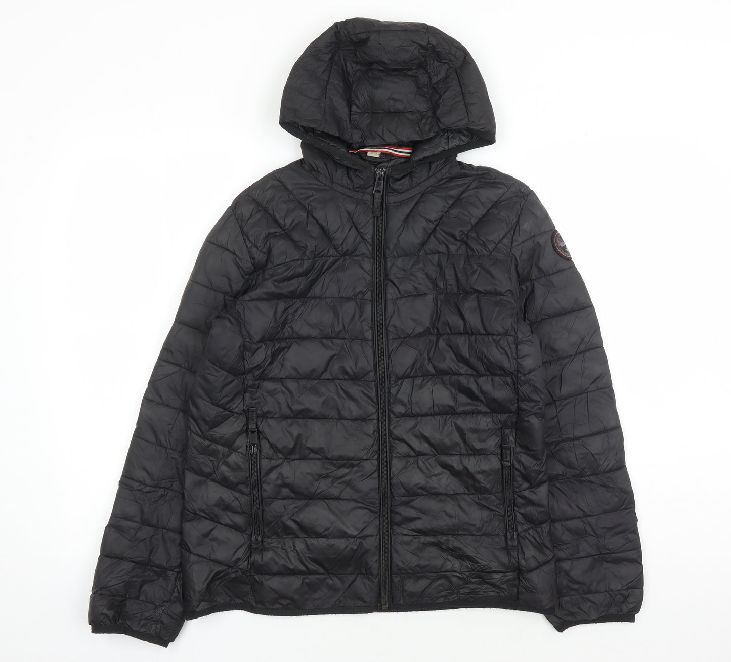 Napapijri Boys Black Puffer Jacket 14 Hooded Casual Wear