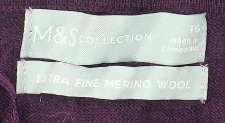 Marks and Spencer Women’s Purple Merino Wool Pullover Jumper