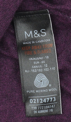 Marks and Spencer Women’s Purple Merino Wool Pullover Jumper