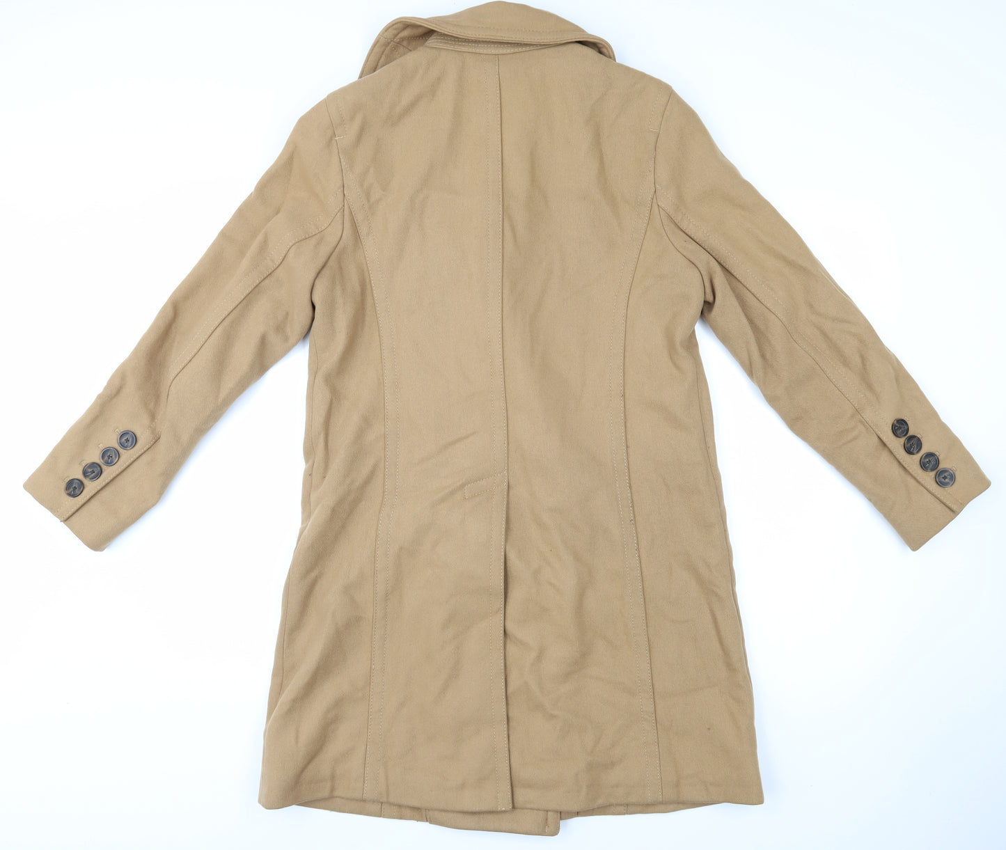 GAP Men's Beige Wool Pea Coat, Size S, Classic Style