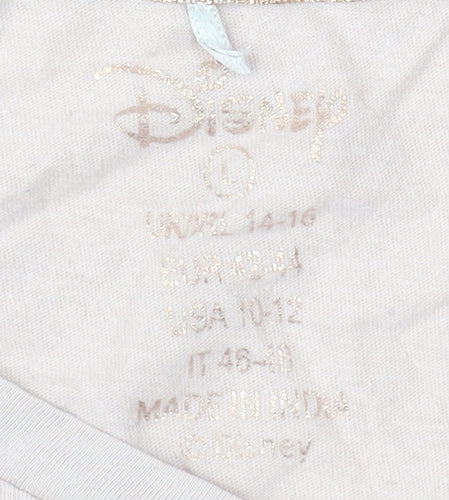 Disney Beige Sequin T-Shirt, Unisex Size 12-14, Cotton