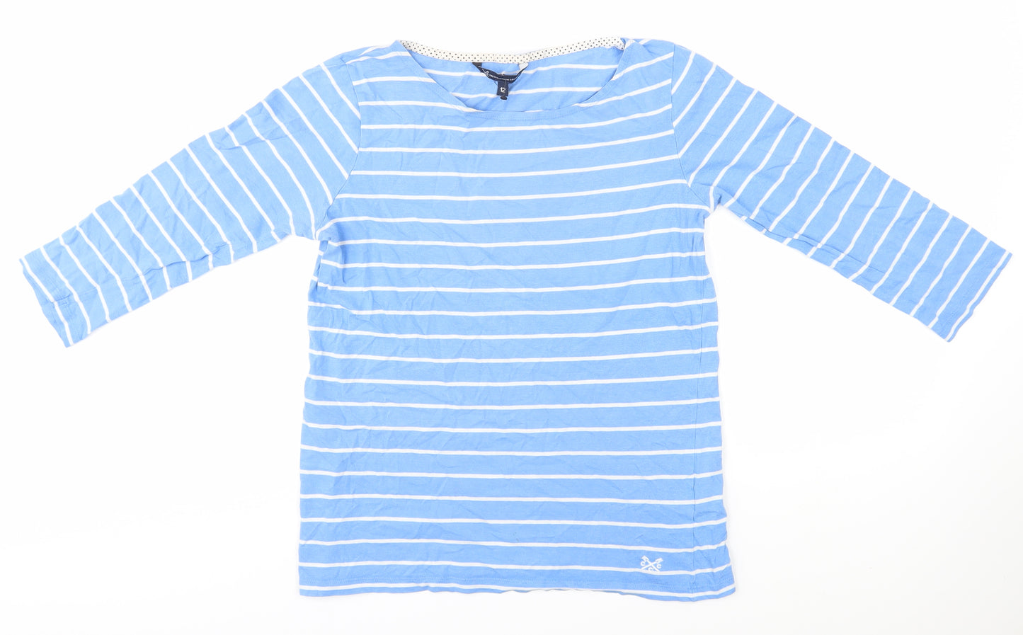 Crew Clothing Women's Blue Striped T-Shirt, Size 12