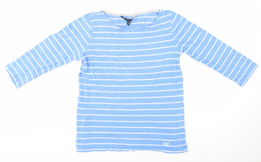 Crew Clothing Women's Blue Striped T-Shirt, Size 12