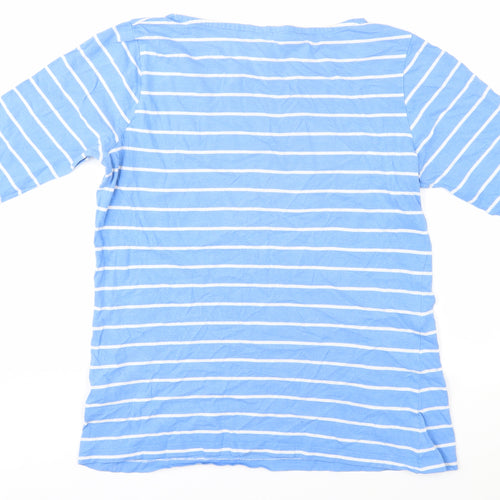 Crew Clothing Women's Blue Striped T-Shirt, Size 12