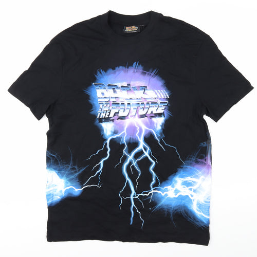 Back to the Future Men's Black Graphic T-Shirt S