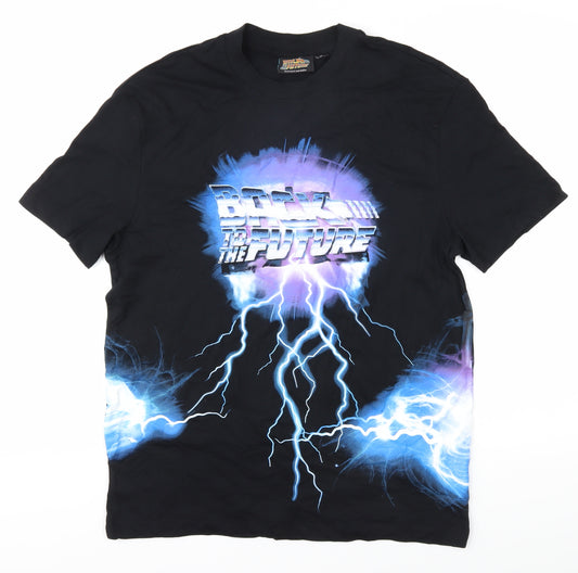 Back to the Future Men's Black Graphic T-Shirt S