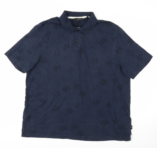 Ted Baker Men's Blue Floral Cotton Polo Shirt XL