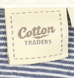 Cotton Traders Women's Blue Striped Button-Up Top 14-16