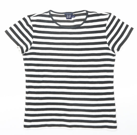 GAP Women's Black Striped Slim Fit T-Shirt Size S