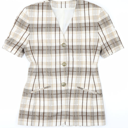 Marks and Spencer Women's Beige Check Blazer Size 10