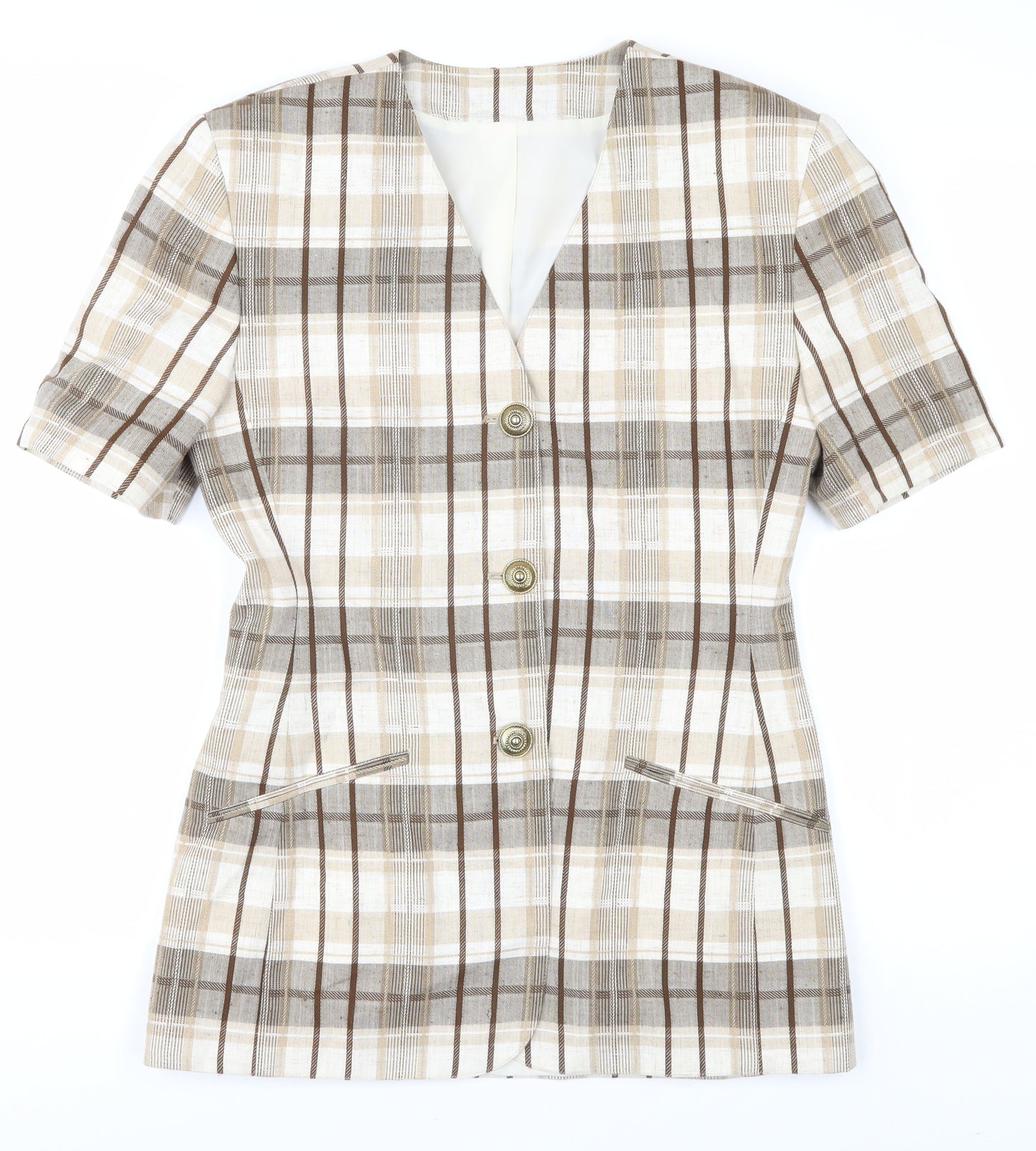 Marks and Spencer Women's Beige Check Blazer Size 10
