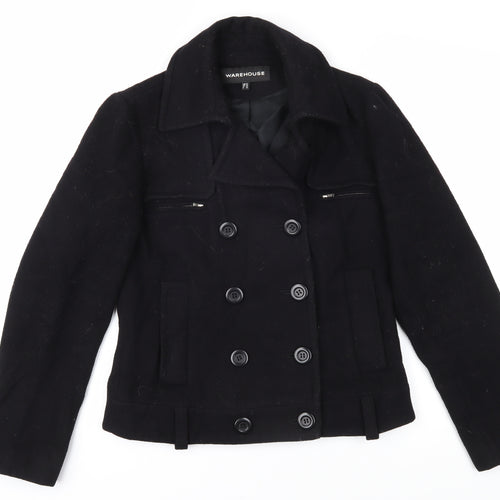 Warehouse Women's Black Pea Coat, Size 12, Lined