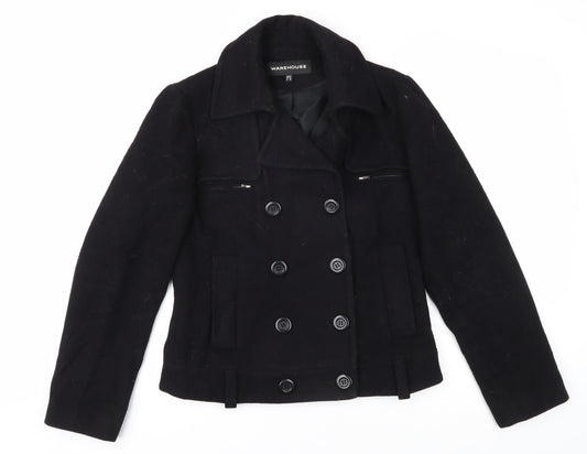 Warehouse Women's Black Pea Coat, Size 12, Lined