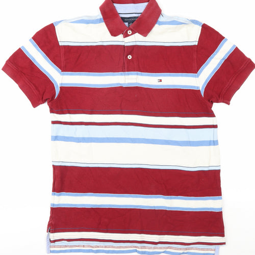 Tommy Hilfiger Men's Red Striped Polo Shirt M